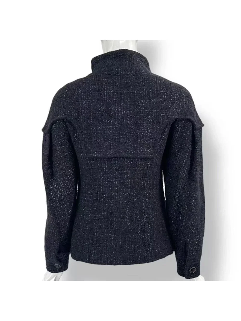 Chanel Jacket Tweed Silk Black Purple